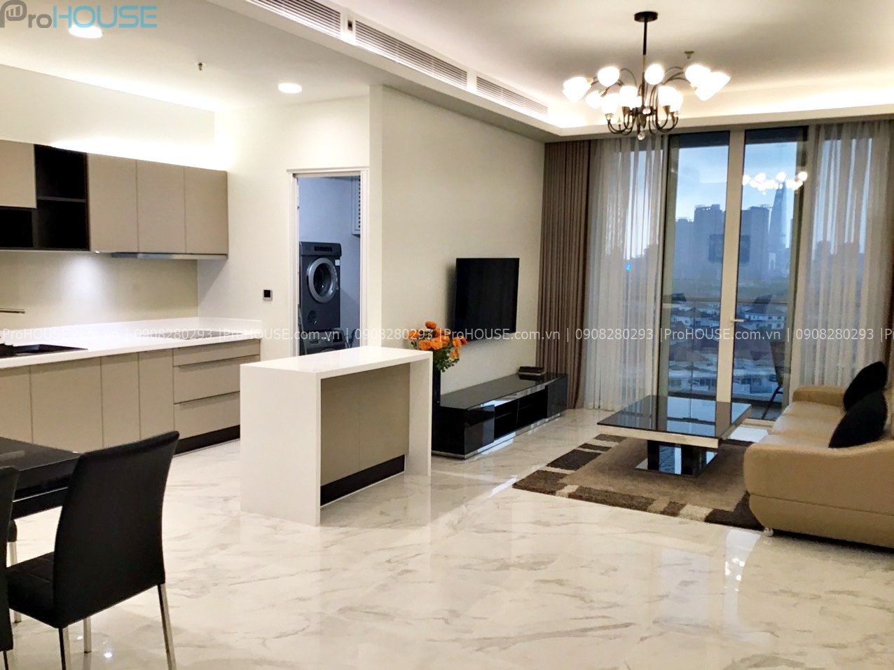 Sarica apartment for rent with 2 bedrooms, modern and comfortable, black and white tone