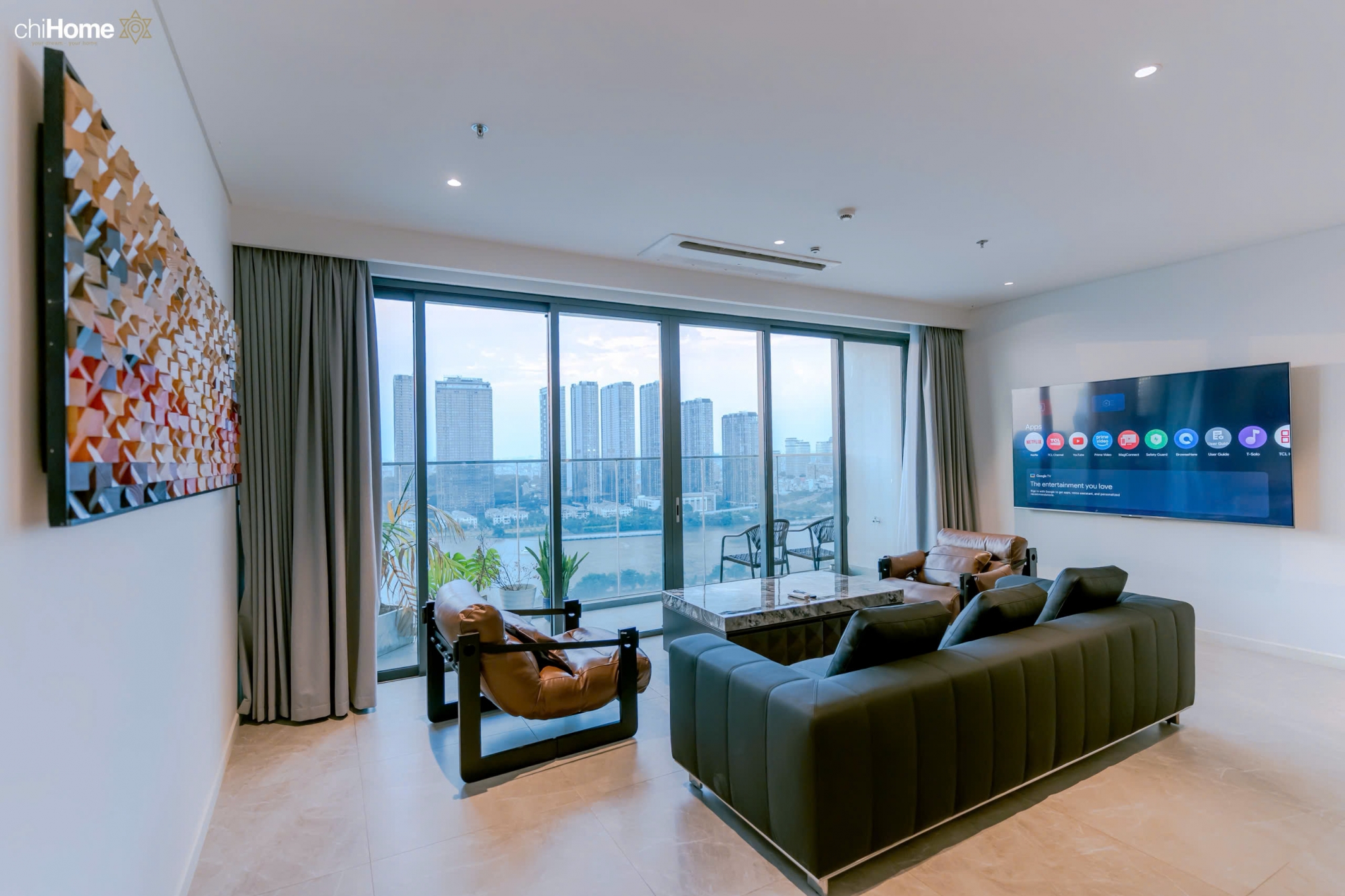 For rent 3 bedroom apartment at The Crest The Metropole Thu Thiem with direct Saigon River and Ba Son Bridge views
