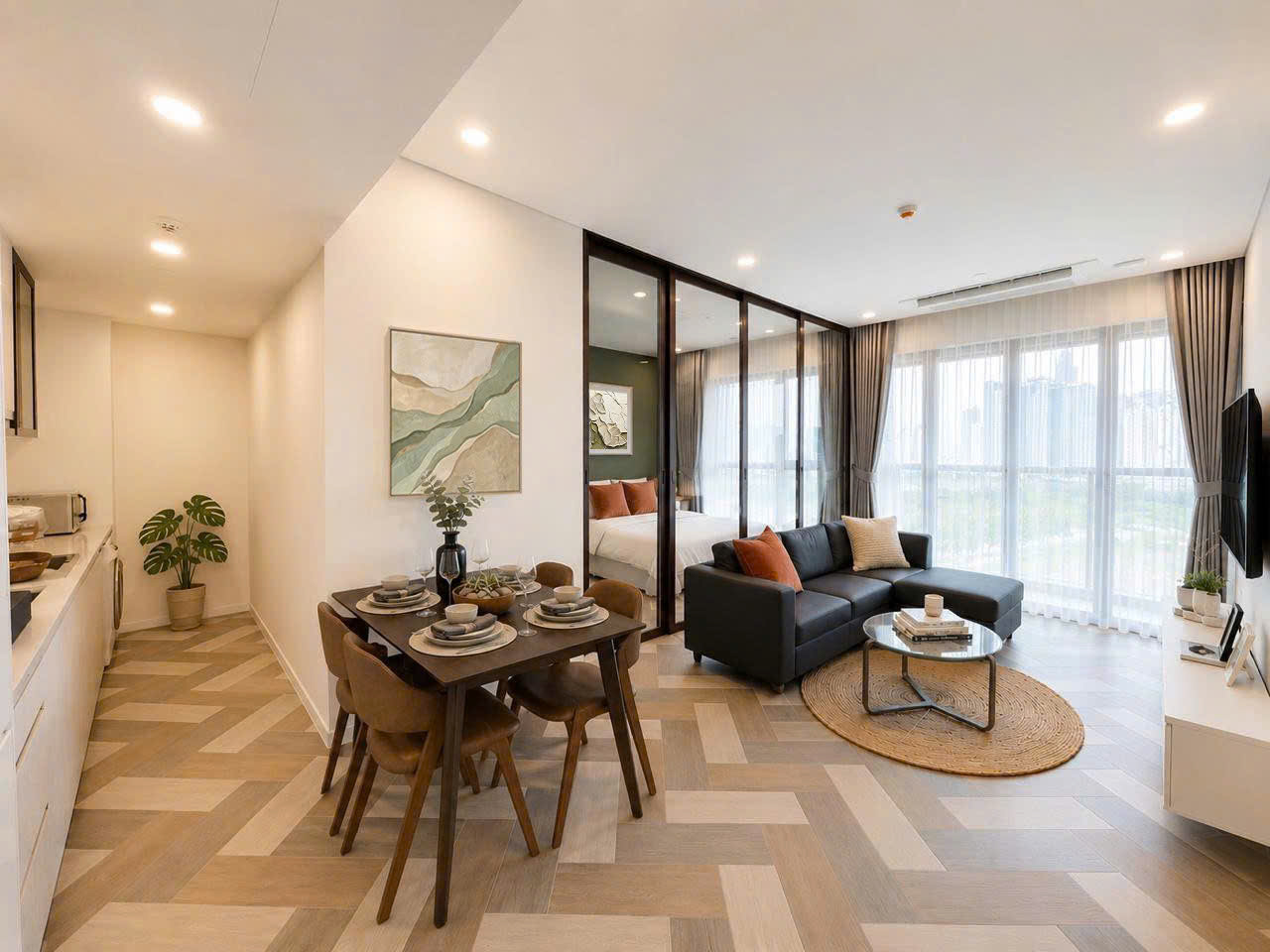 Cho thuê căn hộ The Metropole Galleria 1 phòng ngủ full nội thất view thoáng