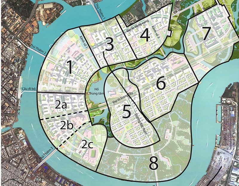 Thông tin về 8 phân khu chính tại Khu đô thị mới Thủ Thiêm